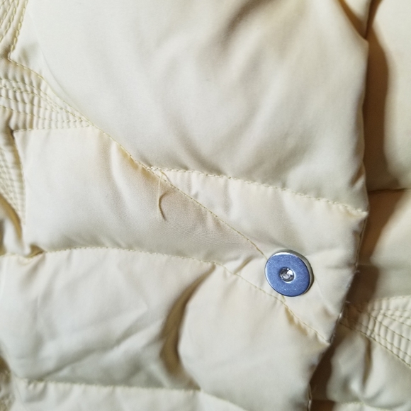 Vero Puimino Real Feather Embroidered Reversible Pale Yellow Puffer Jacket Sz S - Picture 6 of 16